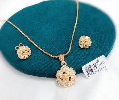 Flower style shiny earring necklace