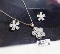 Flower style gorgeous gold/silver color earring necklace