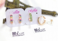 Colorful/green zircon shiny earring