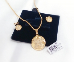 Simple style gold color earring necklace