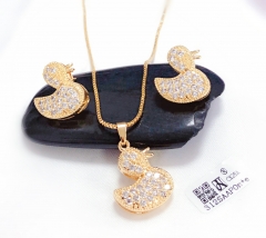 Duck model trendy gold/silver color earring necklace