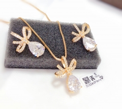 Irregular style dazzling gold/silver color earring necklace