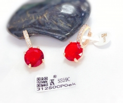 Red zircon shiny earring