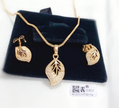 Leaf style shiny earring necklace