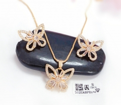 Hollow style butterfly model bright gold/silver color earring necklace