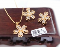 Gorgeous flower style dazzling silver/gold color earring necklace