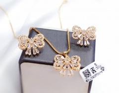 Bow exquisite model gold/silver color earring necklace