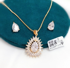 Full diamond dazzling gold/silver color earring necklace