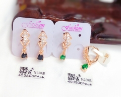 Black/green zircon hollow style earring