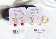 Red/whiter zircon dazzling pendant earring