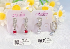 Red/whiter zircon dazzling earring