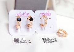 Black/whiter zircon shiny earring