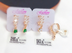 Green/whiter zircon dazzling earring