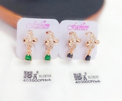 Green/black zircon heart style earring