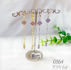 Purple four leaf model pendant earring