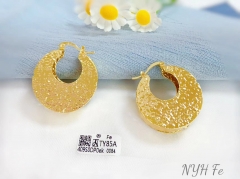 Glossy hollow style gold color earring