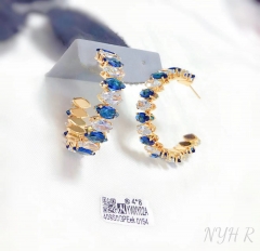 Blue whiter zircon dazzling earring