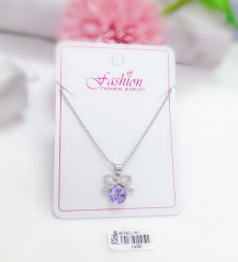 Bow style purple zircon bright necklace