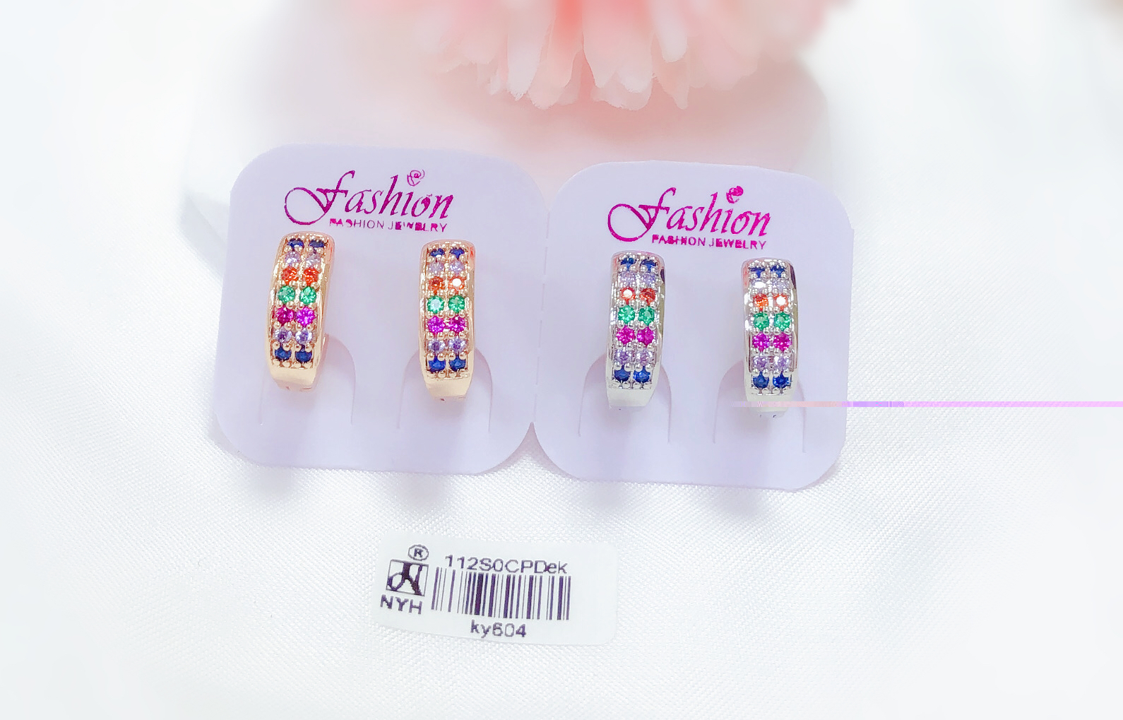 Colorful zircon shiny earring