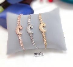 Artificial gemstone exquisite moon model bangle set