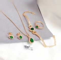 Green zircon dazzling simple gold/silver color jewelry set