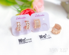 Smooth style shiny rose gold color earring