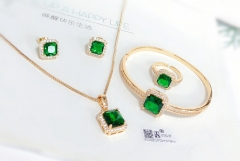 Square diamond gold color jewelry set