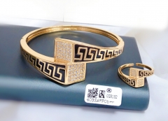 Irregular model with black pattern gold/silver color bangle ring set