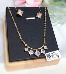 Simple gold/silver color earring necklace set