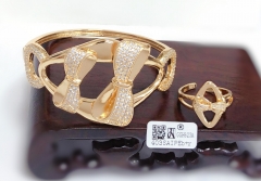 Bow fashion polishing style gold/seilver color bangle ring set