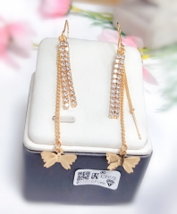 Tassel style with butterfly pendant gold/silver color stud earring