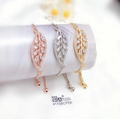 Artificial gemstone leaf style exquisite bangle set