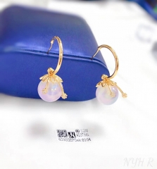 Purple pearl gold earrings