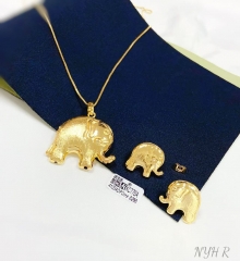 Elephant shape smooth earring necklace set