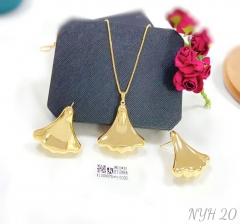 Gorgeous polishing gold/silver color earring necklace set