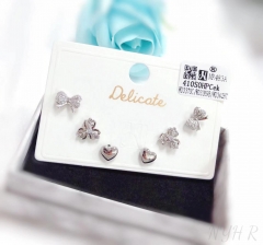 Bow/clover/heart bright zircon earring