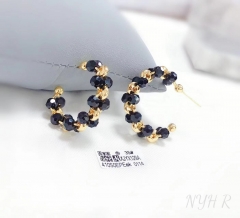 Exquisite black beaded style stud earring