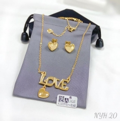 Love letter style heart earring necklace set