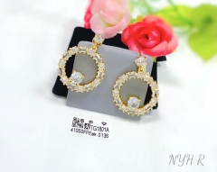 Artificial gemstone exquisite gold/silver color stud earring