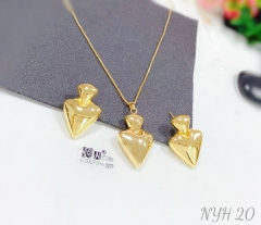 Glossy heart fine earring necklace set