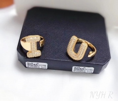 Customized name I/U with zircon ring