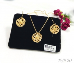 Smooth flower model gold/silver color earring necklace set