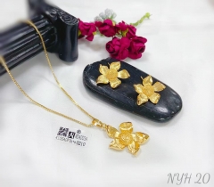 Flower model gold color earring necklace set