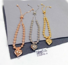 Handmade beads style heart pendant hand chain set