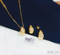 Heart zircon style water drop model gold/silver earring necklace set