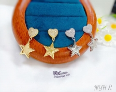 Star pendant style heart stud earring