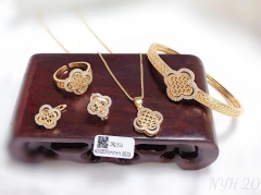 Four leaf clover fine gold/silver color jewelry set