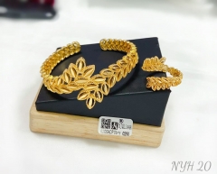 Leaf style simple gold/silver color bangle ring set