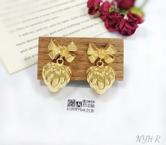 Bow heart pendant dazzling gold/silver color stud earring