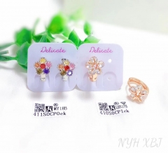 Colorful zircon dazzling earring